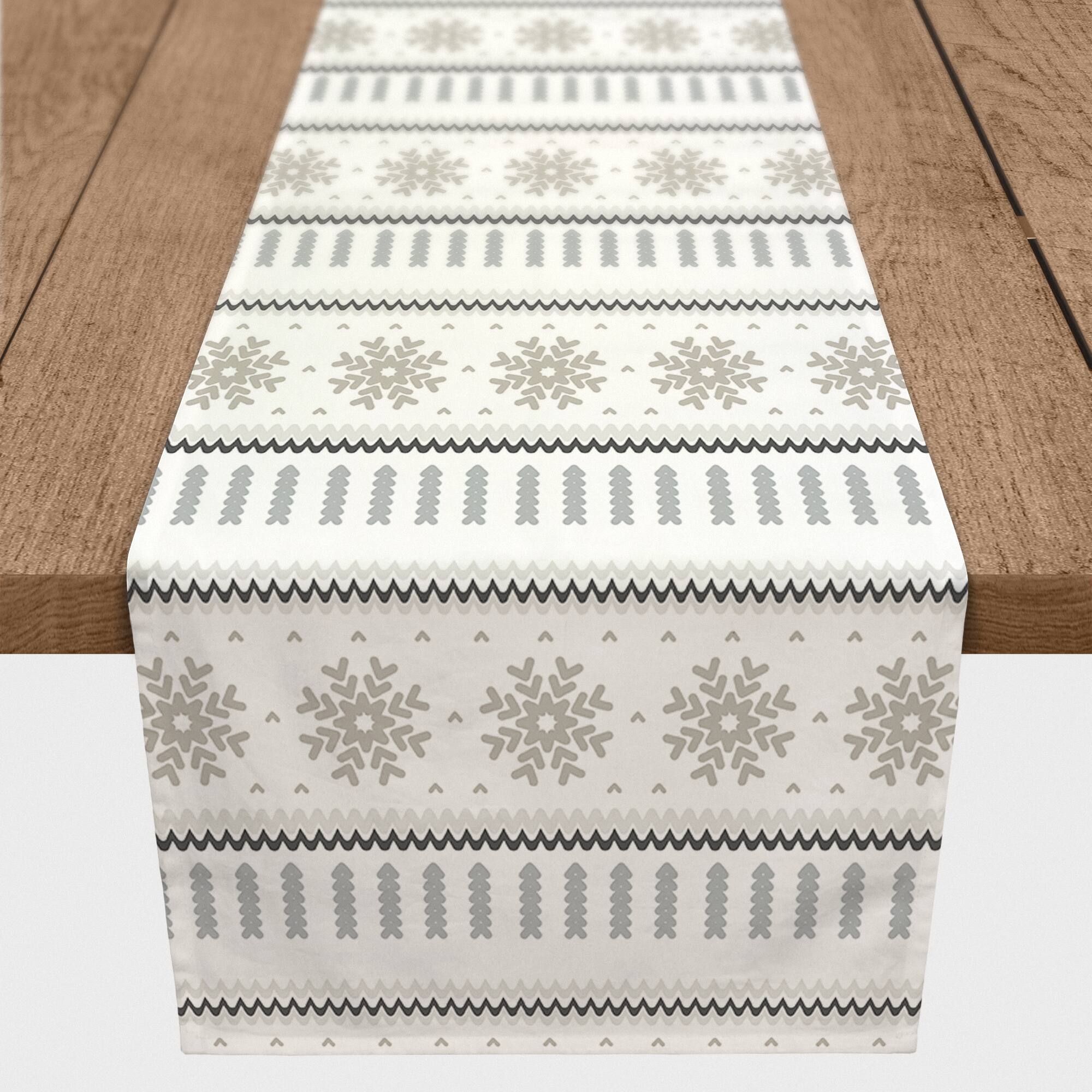 Knit Pattern Grey 16x90 Poly Twill Table Runner